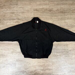 Vintage Jordan Jacket Mens Large Black Flight Windbreaker Retro 90s Lightweight